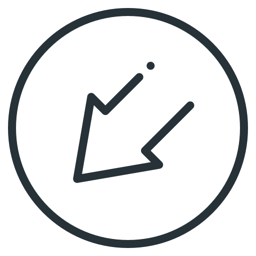 Arrow, down, left icon