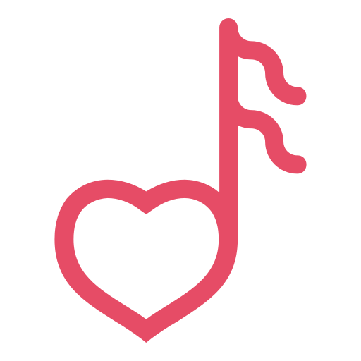 Heart, love, music, note, valentine, valentine's day icon