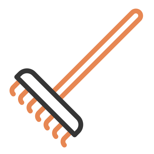 Autumn, fall, gardening, grass, rake, tool, work icon