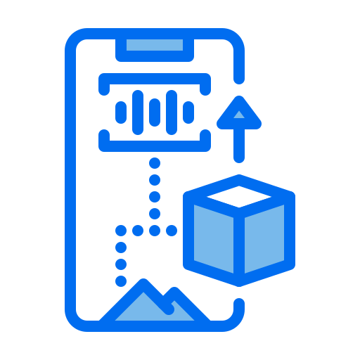Augmented, cube, mountain, phone, reality, voice icon