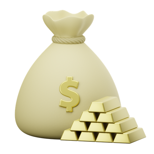 Money, bag, gold, bars icon