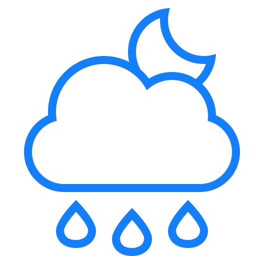 Raindrops, moon, cloud icon