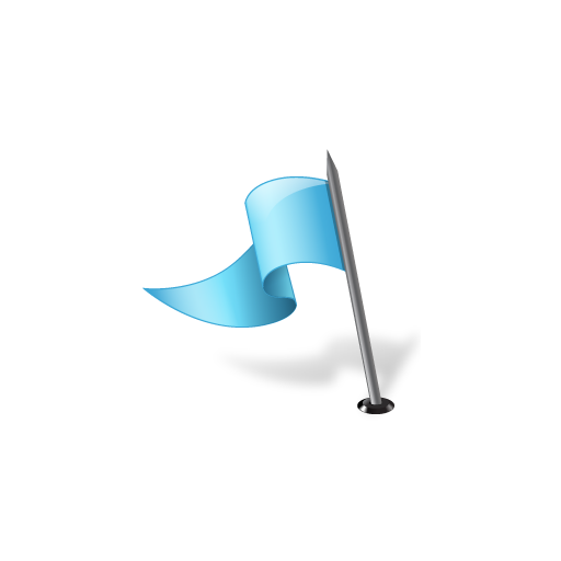 Azure, flag, left, mapmarker icon