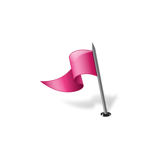 Flag, left, mapmarker, pink icon