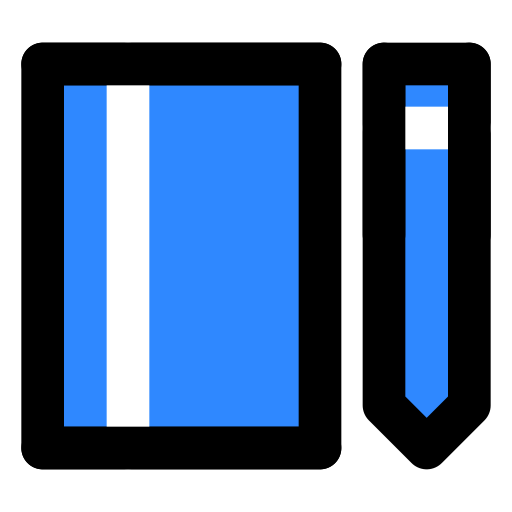 Notebook, and, pen icon