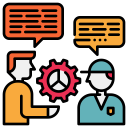 pie chart,gear,education,speech bubbles,training,teacher,student