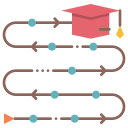 mortarboard,education,path,study,process,step,timeline