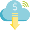 money,business and finance,business,technology,multimedia,wifi,arrow,cloud,coin,data storage,file storage,cloud computing,cloud storage,down,dollar symbol,wave