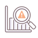 business and finance,magnifying glass,exclamation mark,risk,analysis,bar graph