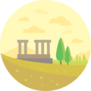 landscape,architecture,columns,buildings,outline,antique,ruins,monumental