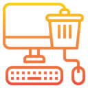 computer,keyboard,monitor,mouse,trash,bin,mouse clicker,recycle bin