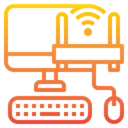 computer,keyboard,wifi,monitor,mouse,mouse clicker,router ok 