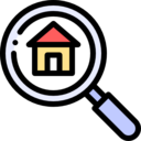 house,real estate,magnifying glass,commerce and shopping,search,Tools and utensils,loupe,zoom