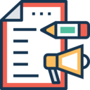 file,seo and web,document,megaphone,marketing,pencils