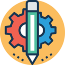pencil,edit tools,education,cogwheel,settings,development,content