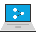 share,interface,multimedia,seo and web,laptop,social media,shapes,connector,circles,social network