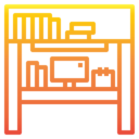 computer,furniture and household,calendar,books,desk,book shelf,document file