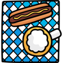 cultures,food and restaurant,beer,hot dog,picnic,tablecloth