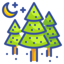 landscape,star,nature,moon,night,tree,pine