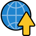 ui,upload,arrows,multimedia option,internet,earth globe,up arrow,uploading
