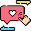 interface,communications,chat,social media,heart,hand,select,feedback,like,message,facebook like,comment,rating