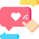 interface,communications,chat,social media,heart,hand,select,feedback,like,message,comment,rating