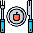 food,diet,sports and competition,apple,plate,knife,fork