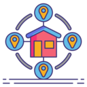 house,computer,home,maps and location,computing,circle,circular,local,map placeholder,hyperlocal ok 