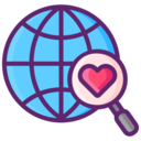 world,magnifying glass,heart,maps and location,search,loupe,map,distance