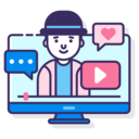 man,professions and jobs,speech bubble,heart,monitor,screen,youtube,youtuber ok 