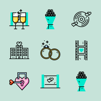 Wedding icons pack