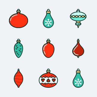 Linear Christmas Baubles icons pack