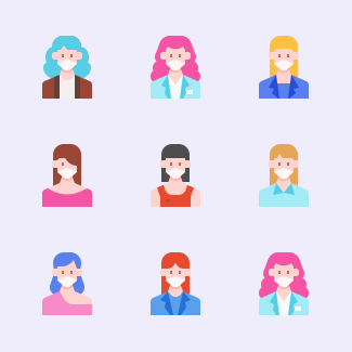Woman avatar mask icons pack