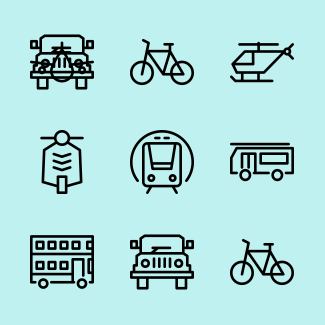 Transport collection icons pack