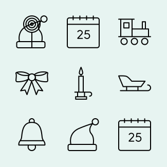 Holidays and christmas elements icons pack