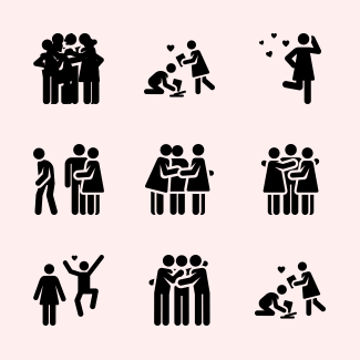 Love story pictograms icons pack