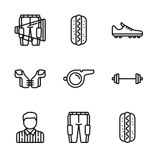 American Football Lineal icons pack