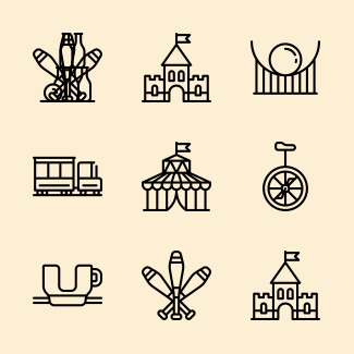 Amusement Park Lineal icons pack