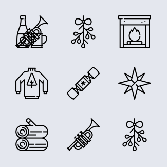 Christmas Collection Line Craft icons pack