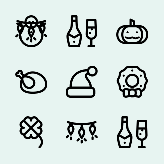 Holidays Line icons pack
