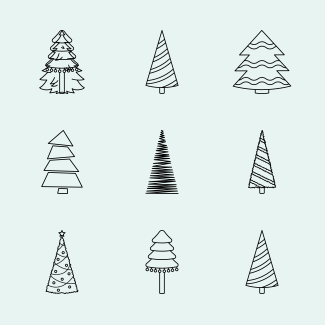Christmas Trees Line Craft icons pack