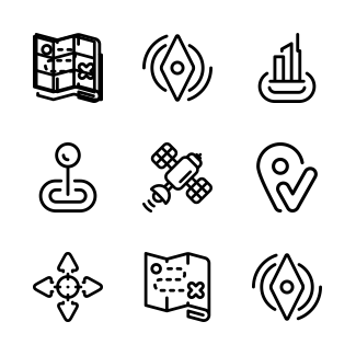 Map, Pins and Navigation icons pack