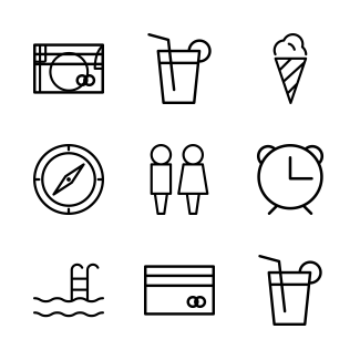 Hotel pictograms icons pack