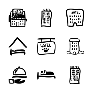 Hand Drawn Hotel icons pack