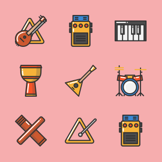 Music instrument icons pack