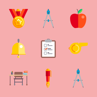 Education elements icons pack