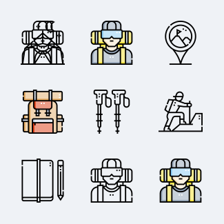 Mountaineering and climbing icons pack