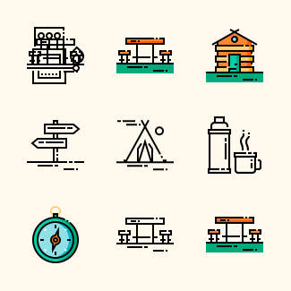 Camping icons pack