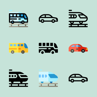 Vehicles and transport icons pack
