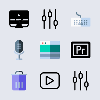 Audio and video edition icons pack